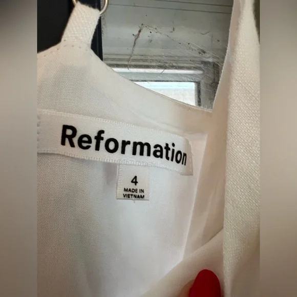 Reformation White Linen Mini Dress Size 4 - Picture 5 of 8
